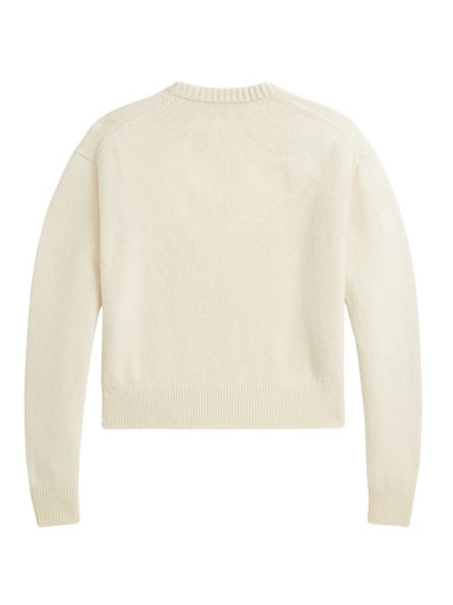 Maglia da donna in misto lana, girocollo, color crema POLO RALPH LAUREN | 211914515002